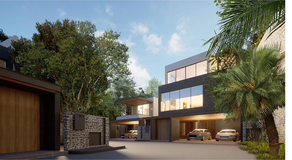 A modern luxury villa at Beyond Villa by Tiara Saku, featuring sleek architecture, floor-to-ceiling windows, a private pool, and lush tropical surroundings in Naiyang, Phuket.