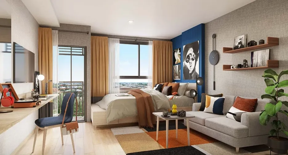 💰 Investing Guides | Bangkok Condo Oversupply? The Investor Reality in 2025 Bangkok condo micro studio interior design with compact living and sleeping space by Sansiri