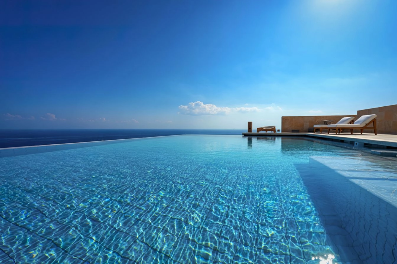 Rooftop pool view overlooking the ocean in Phuket, representing villa investment in Condos vs Villas in Phuket comparison