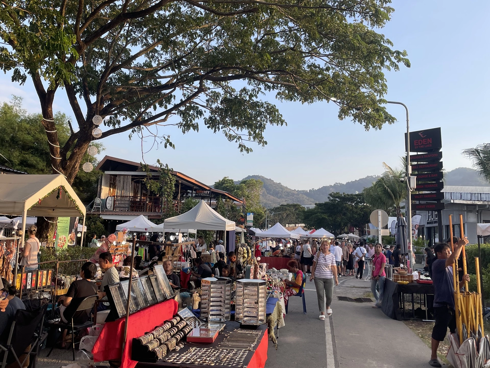 Evening market at Boat Avenue in Cherng Talay, Phuket, a lifestyle hub relevant to Phuket Property Investment demand.