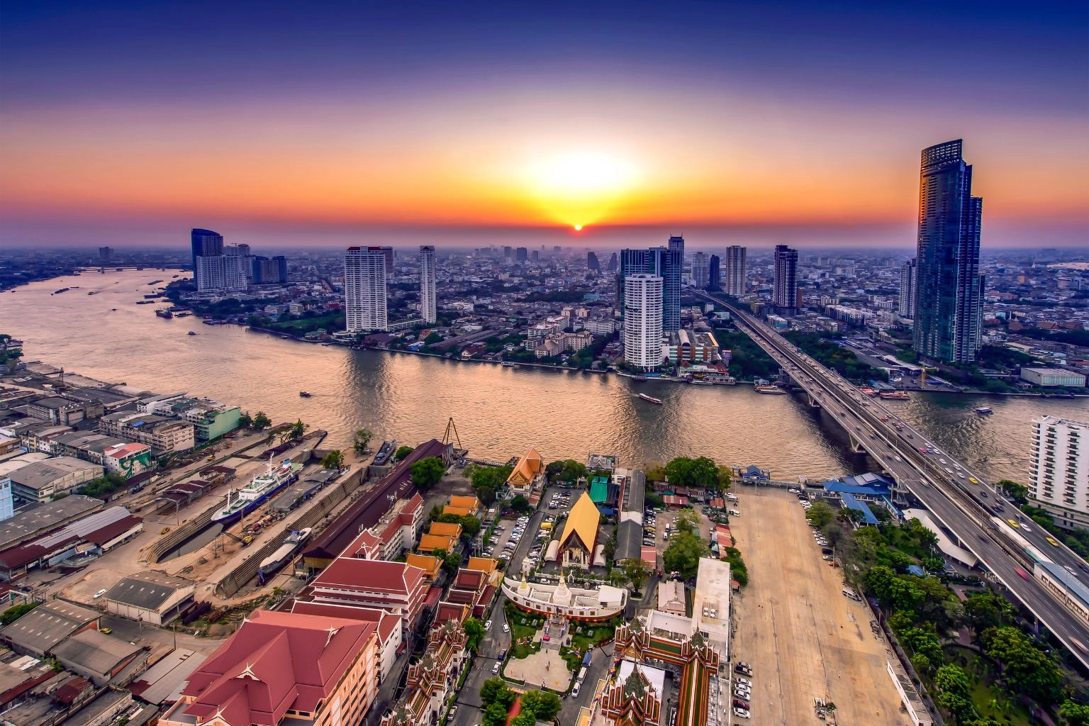Bangkok skyline along the river showing Southeast Asia property market trends in Thailand