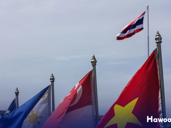 Southeast Asia national flags representing regional property market trends and investment landscape