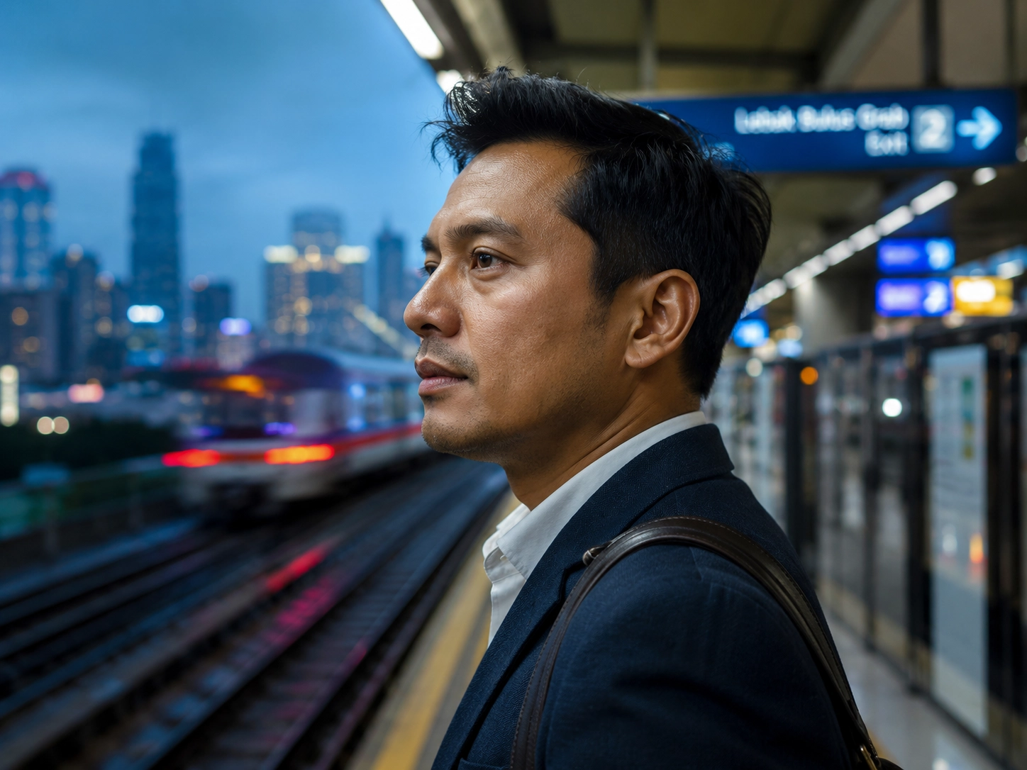 🏝 Lifestyle & Tourism, 🌏 SEA Market Insights | The Generation of Renters in Southeast Asia: Why Young Professionals Are Delaying Homeownership Young professional waiting at a Bangkok BTS station, illustrating the generation of renters trend driven by urban mobility and transit-oriented living.