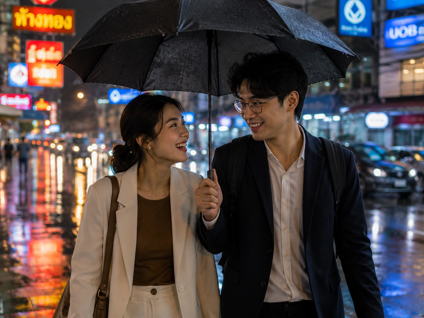🏝 Lifestyle & Tourism, 🌏 SEA Market Insights | The Generation of Renters in Southeast Asia: Why Young Professionals Are Delaying Homeownership Young professionals walking through Bangkok at night, reflecting the generation of renters trend among urban workers in Southeast Asia.